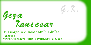 geza kanicsar business card